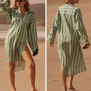 Anthropologie Popover Striped Shirt Dress